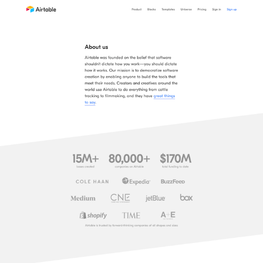 Airtable About Us Page Design