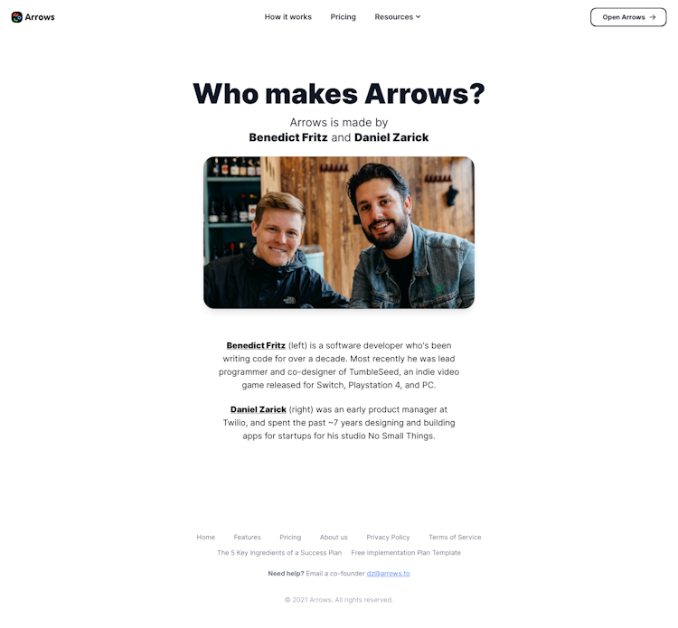 Arrows About Us Page Design