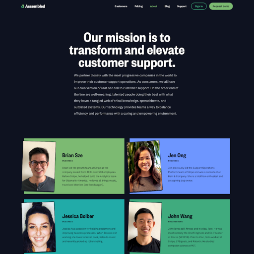 Assembled About Us Page Design