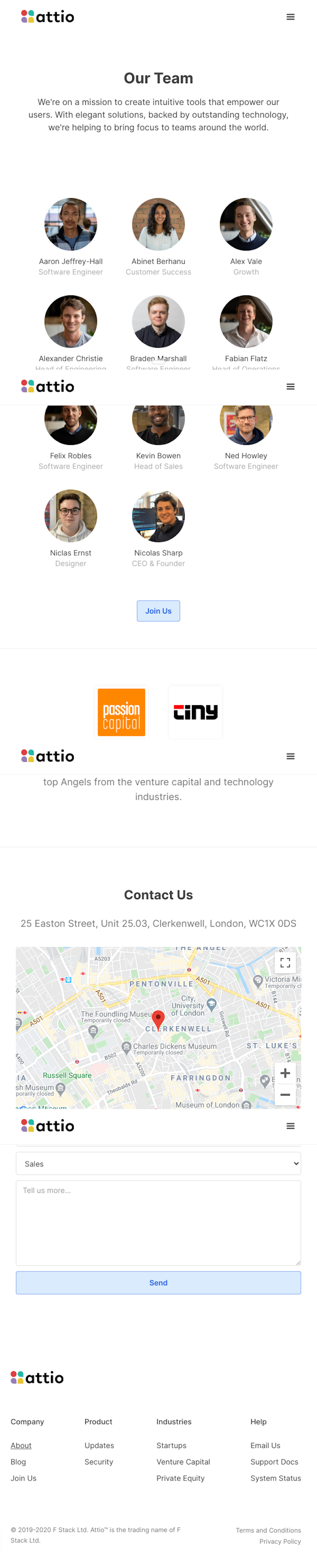 Attio About Us Page Design