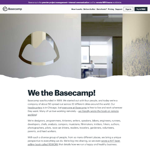 Basecamp About Us Page Design