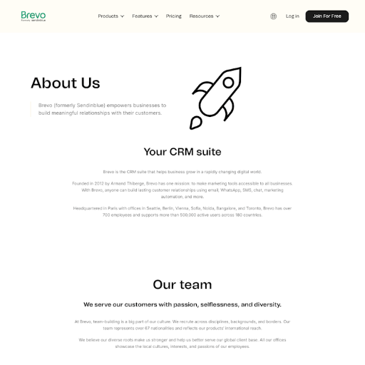 Brevo (formerly Sendinblue) About Us Page Design