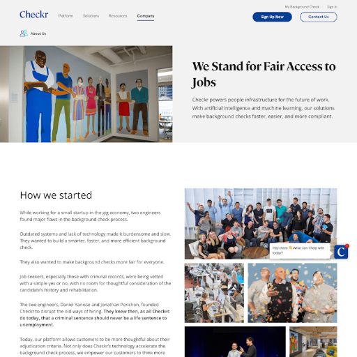 Checkr About Us Page Design