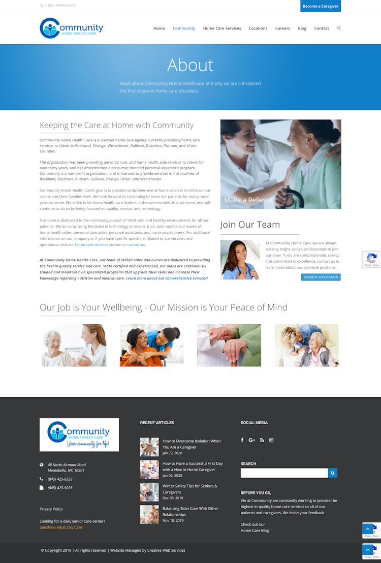 Commhealthcare About Us Page Design