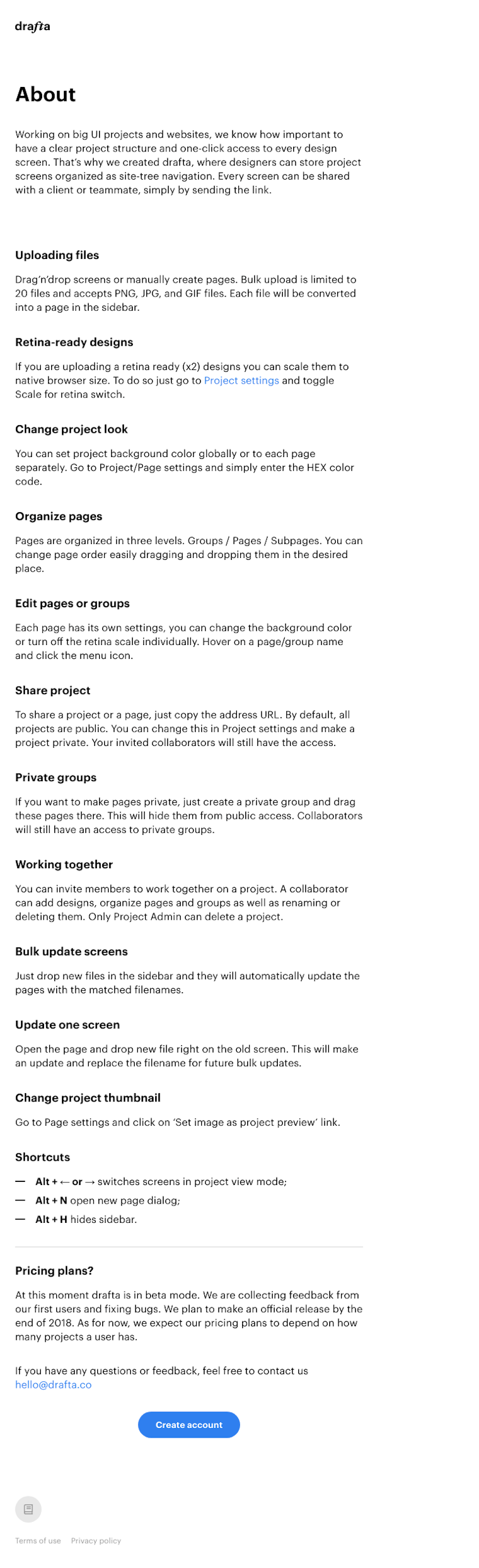 Drafta About Us Page Design