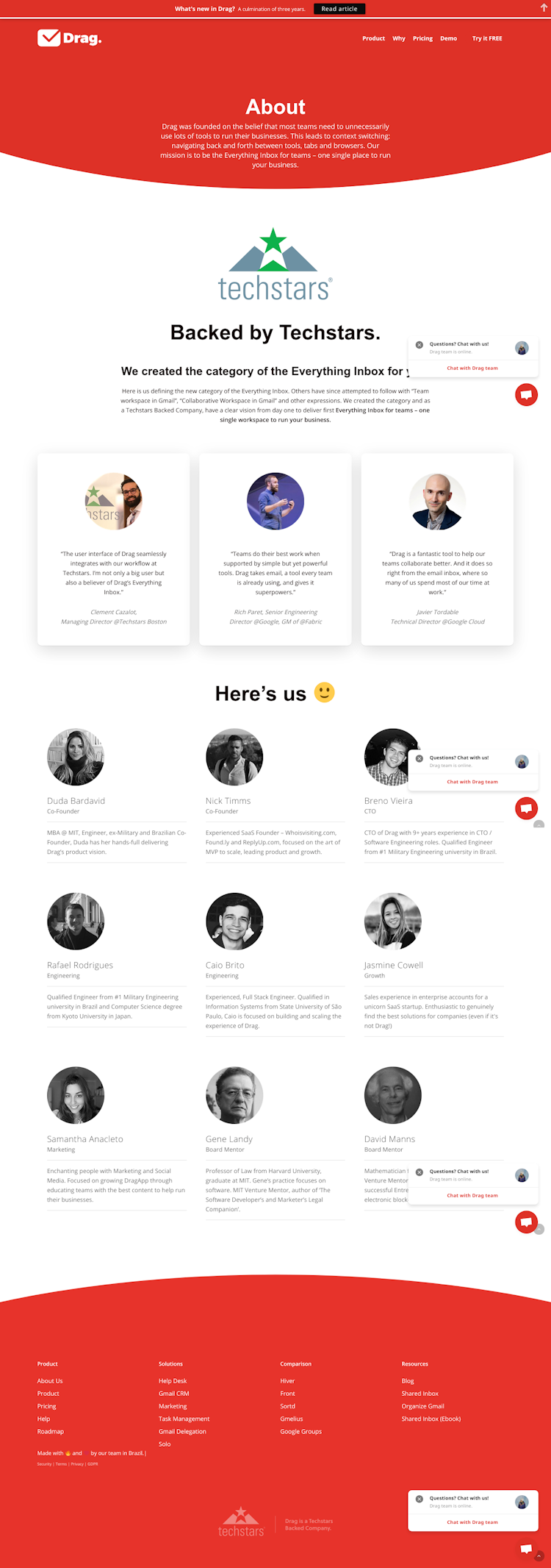 Dragapp About Us Page Design