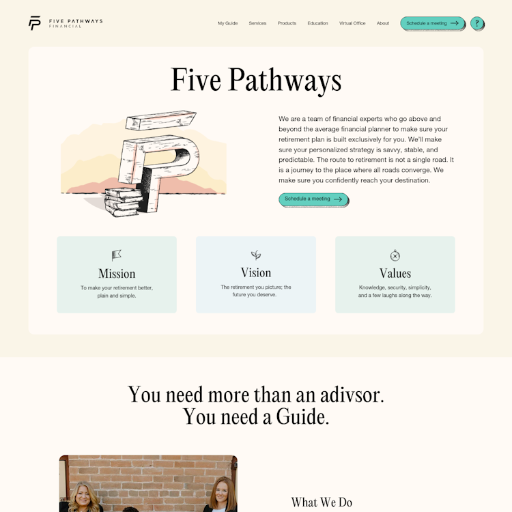 Five Pathways Financial About Us Page Design