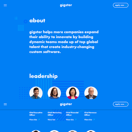 Gigster About Us Page Design