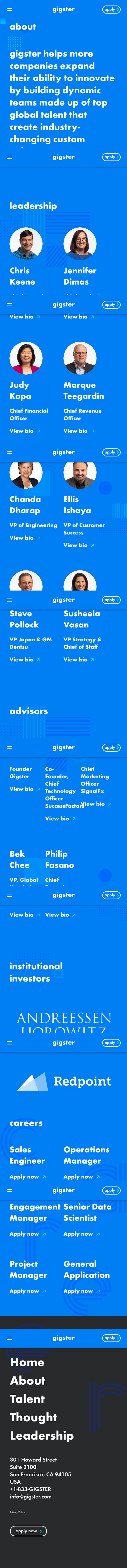 Gigster About Us Page Design