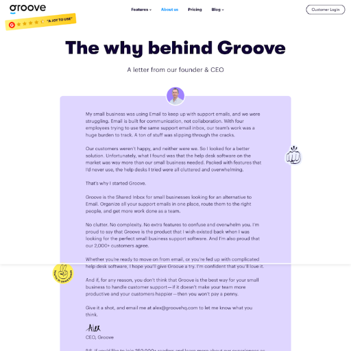 Groove About Us Page Design