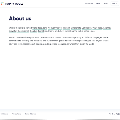 HappyTools About Us Page Design