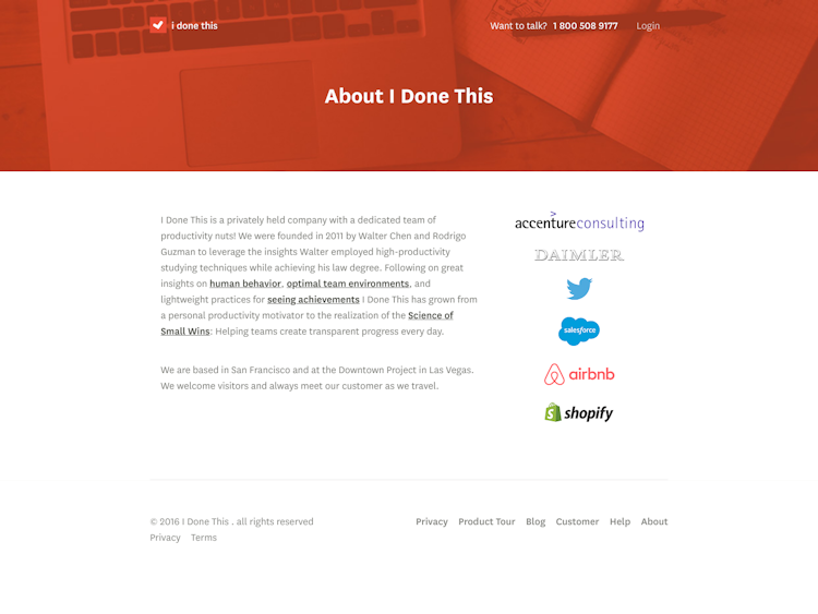 Idonethis About Us Page Design