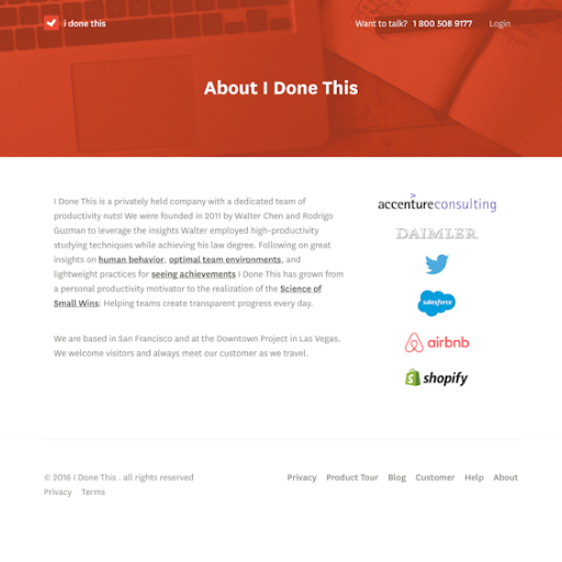 Idonethis About Us Page Design