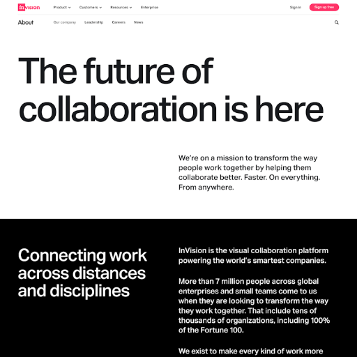 Invisionapp About Us Page Design