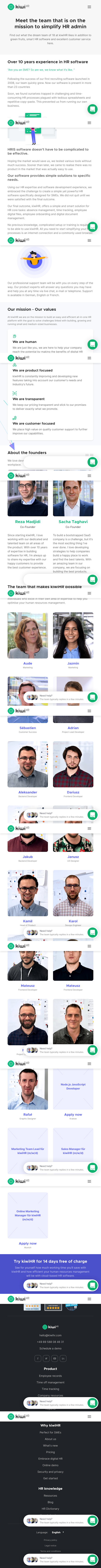 Kiwihr About Us Page Design