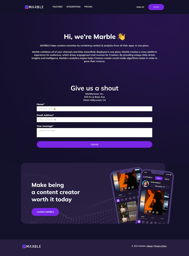 Marble About Us Page Design