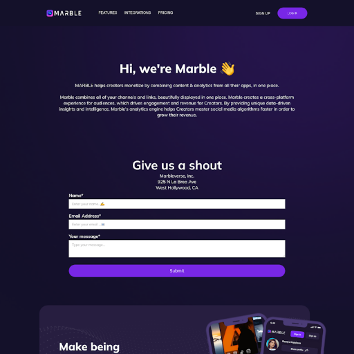 Marble About Us Page Design