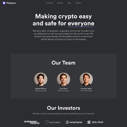 Phantom About Us Page Design