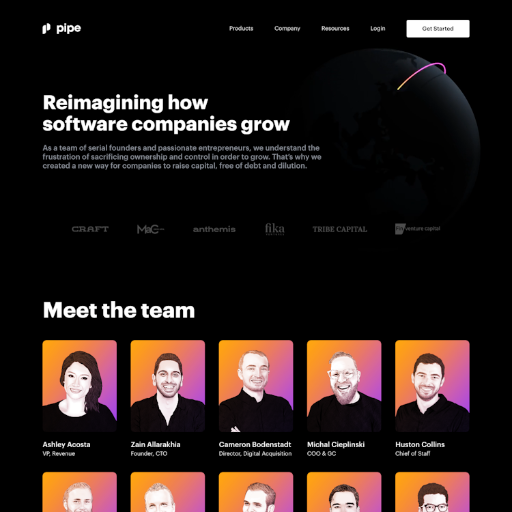 Pipe About Us Page Design