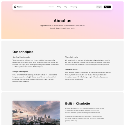 Polymer About Us Page Design