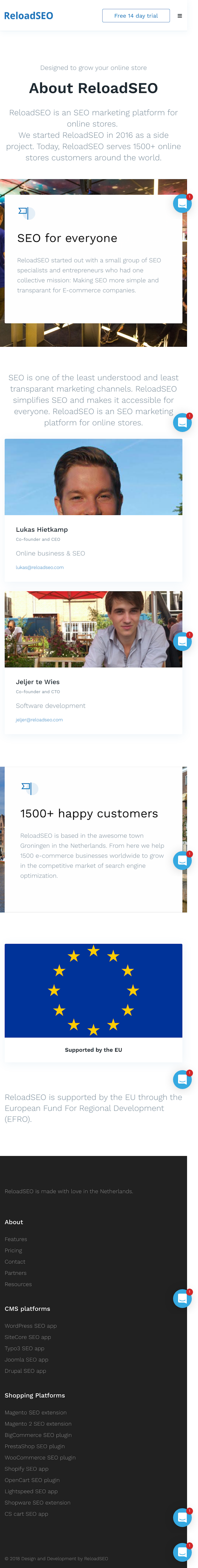 Reloadseo About Us Page Design