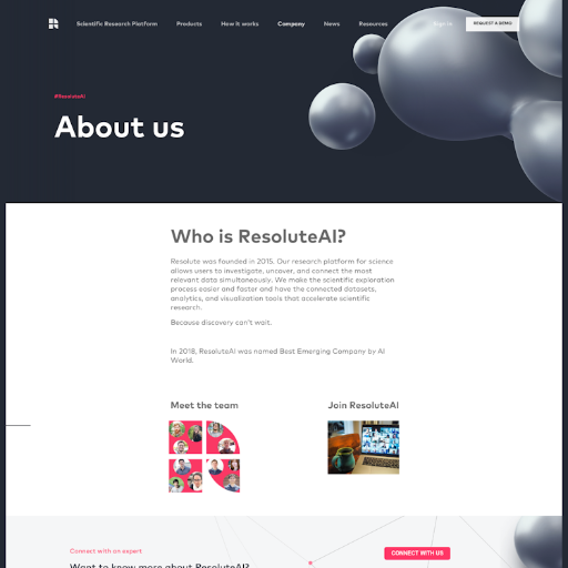 Resolute About Us Page Design