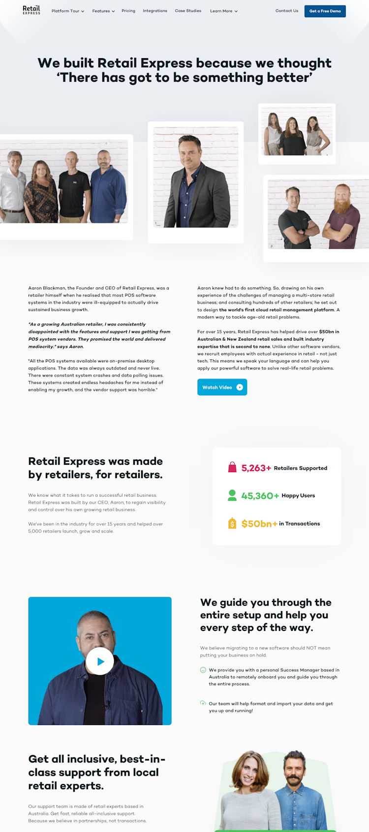 Retail Express About Us Page Design