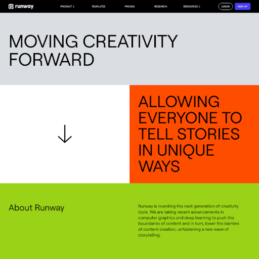 Runwayml About Us Page Design