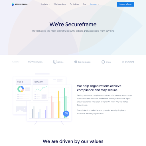 Secureframe About Us Page Design