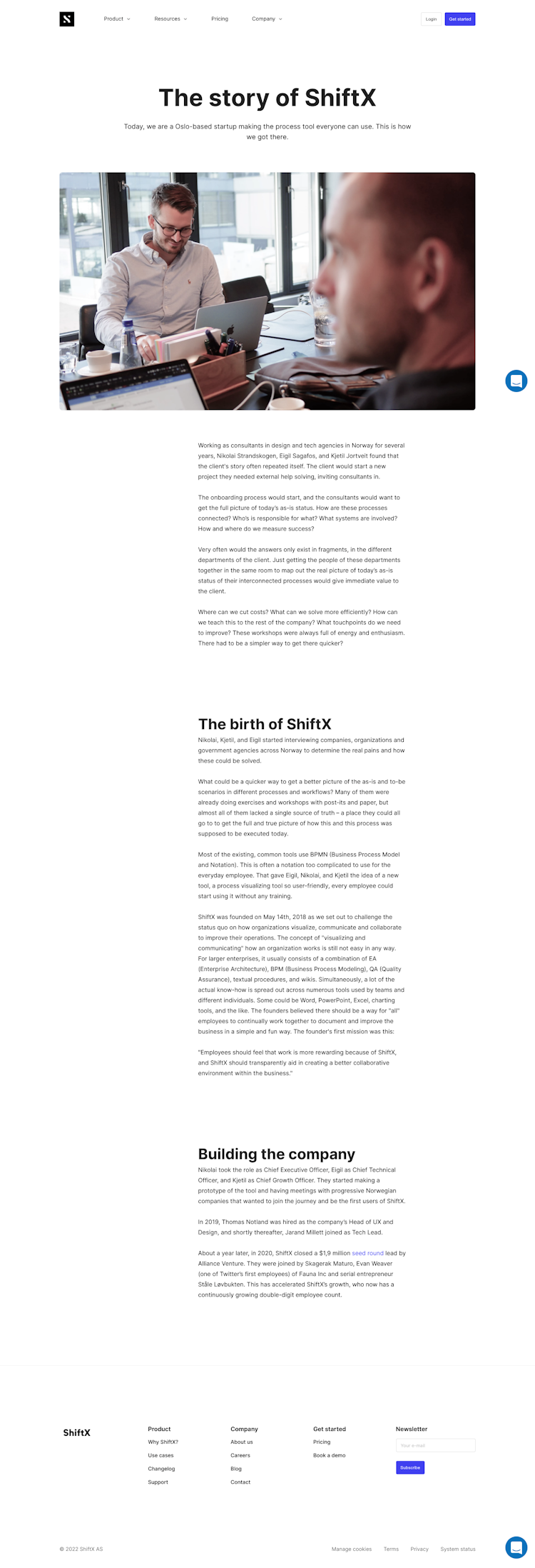 Shiftx About Us Page Design