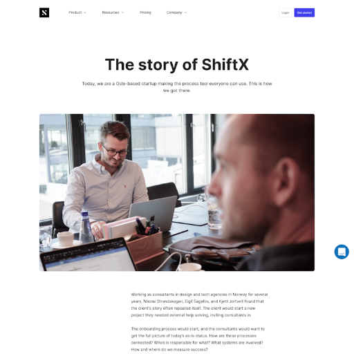 Shiftx About Us Page Design