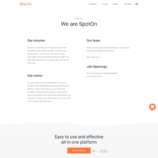 Spotonwifi About Us Page Design