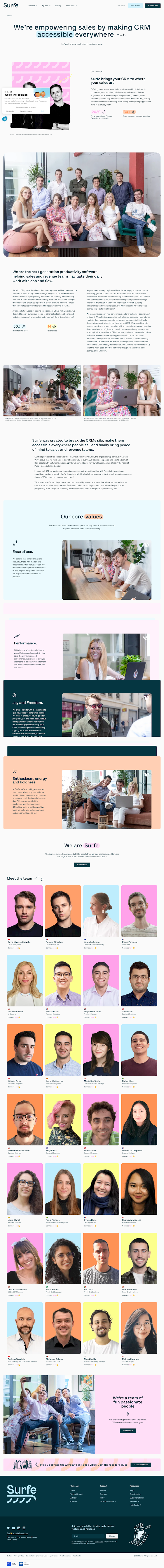 SURFE About Us Page Design