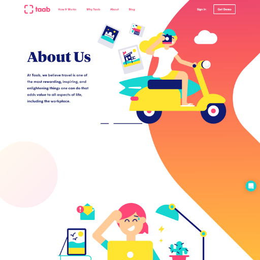 Taabcard About Us Page Design