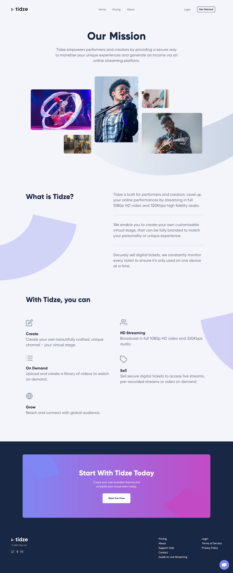 Tidze About Us Page Design