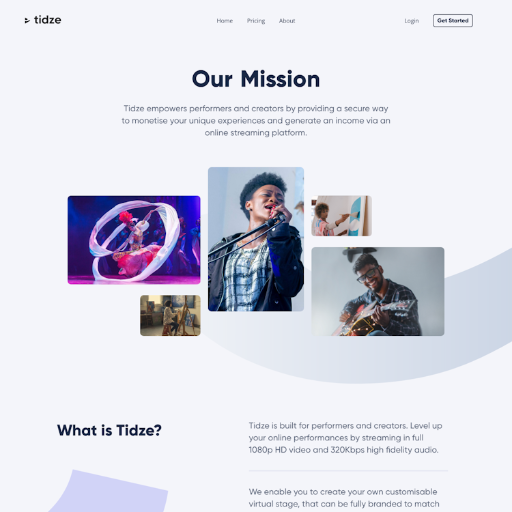 Tidze About Us Page Design