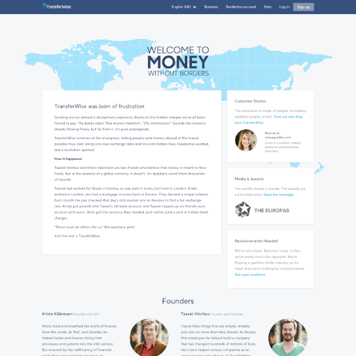 Transferwise About Us Page Design