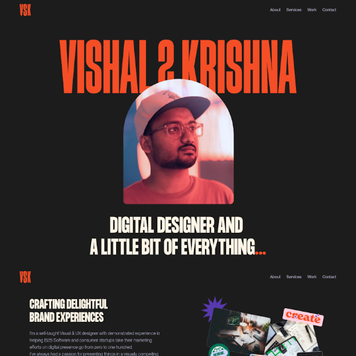 Vishal Krishna About Us Page Design