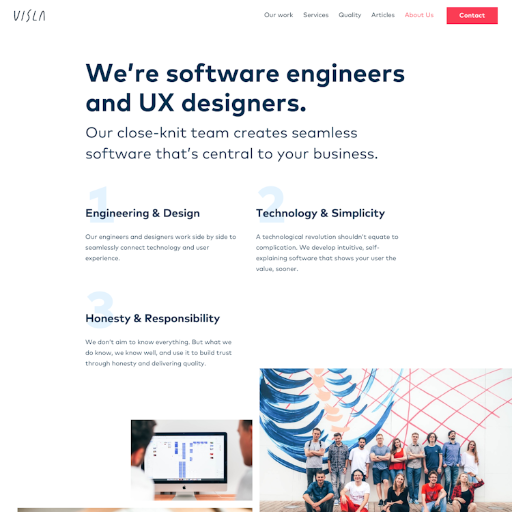 Visla About Us Page Design