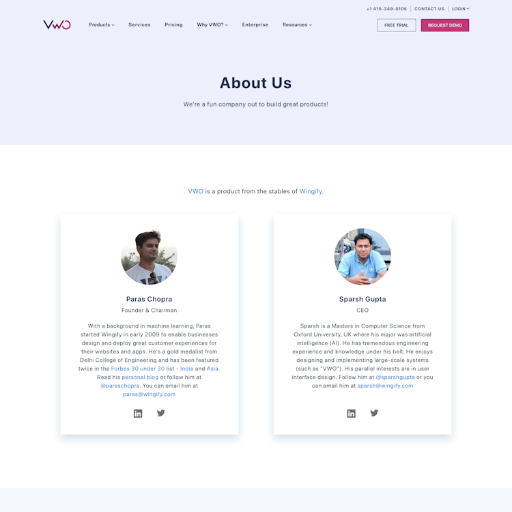 Vwo About Us Page Design