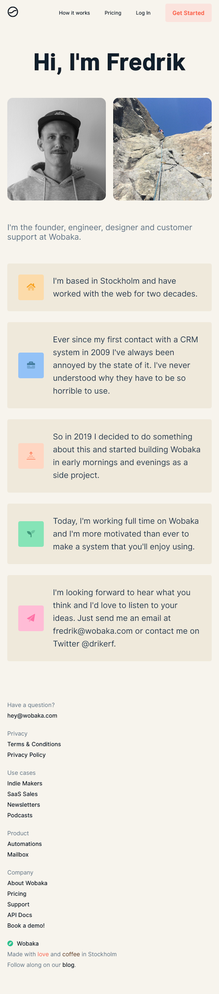 Wobaka About Us Page Design