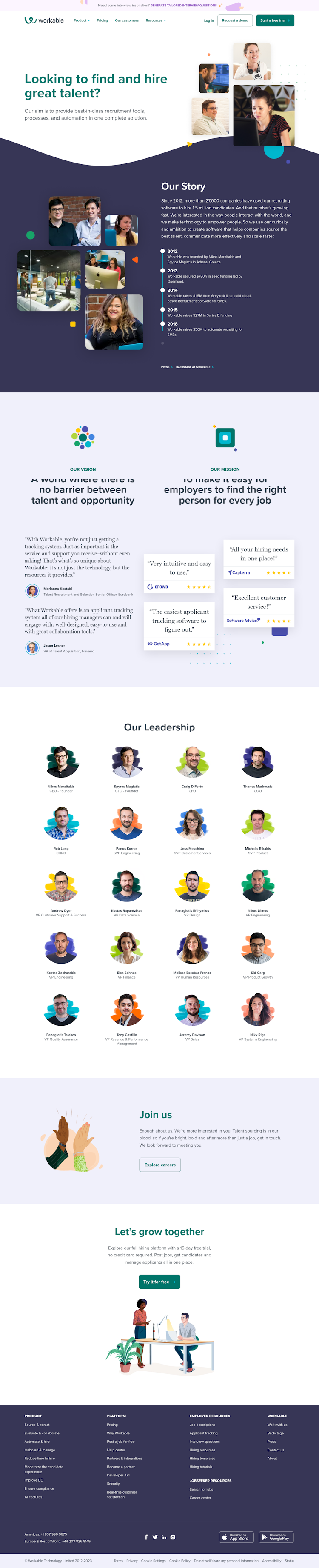 Workable About Us Page Design