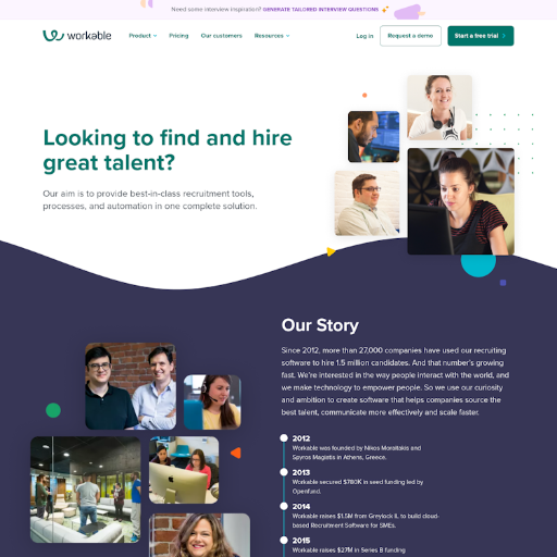 Workable About Us Page Design